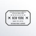 New York passport stamp. USA airport visa stamp or immigration sign. Custom control cachet. Vector illustration.